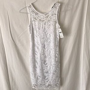 White, lace, mini dress.